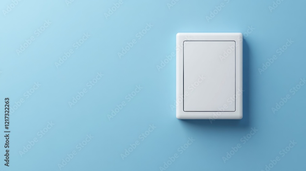 White light switch on blue wall, minimalist design (1) White light switch on blue wall, minimalist design (1)