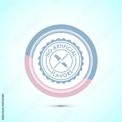 No artificial flavor icon design illustration, Artificial flavor free symbol, Natural product, Pastel color button design