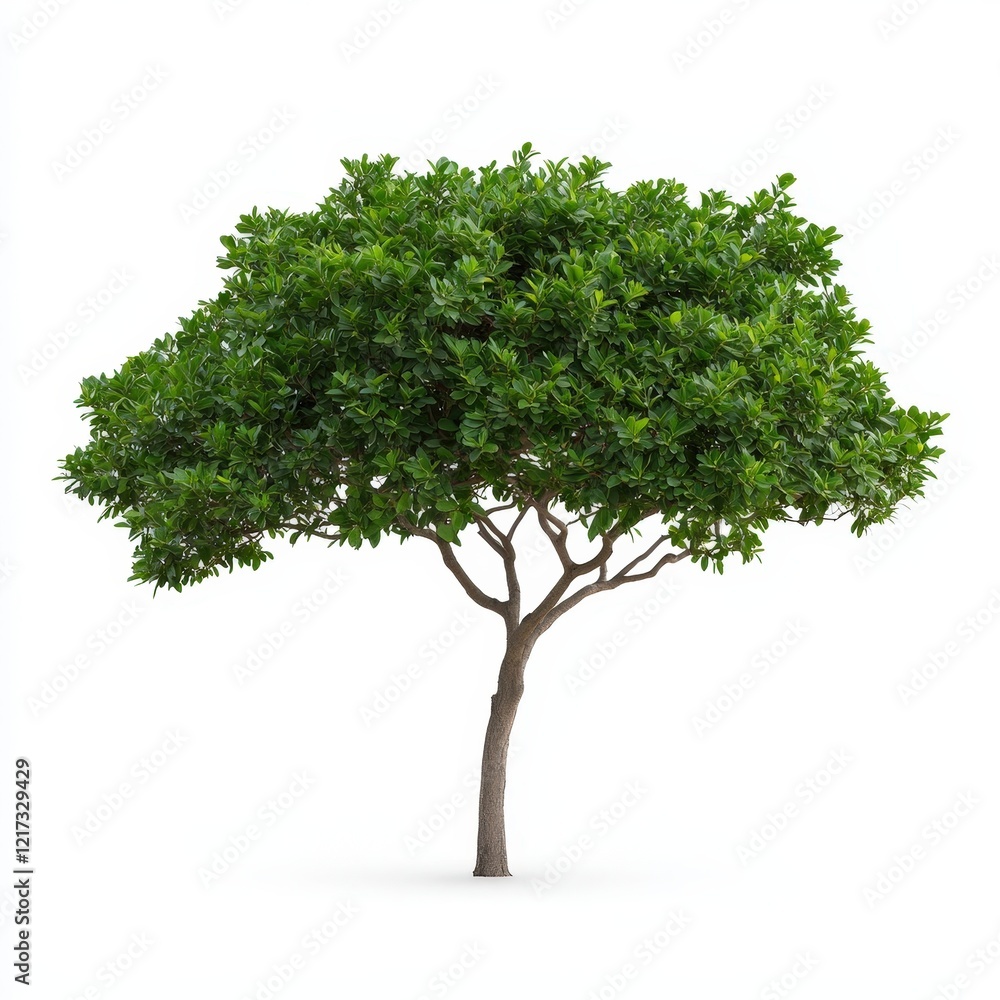 Obraz premium Desert ironwood tree with green leaves isolated on a white background showcasing drought-resistant characteristics