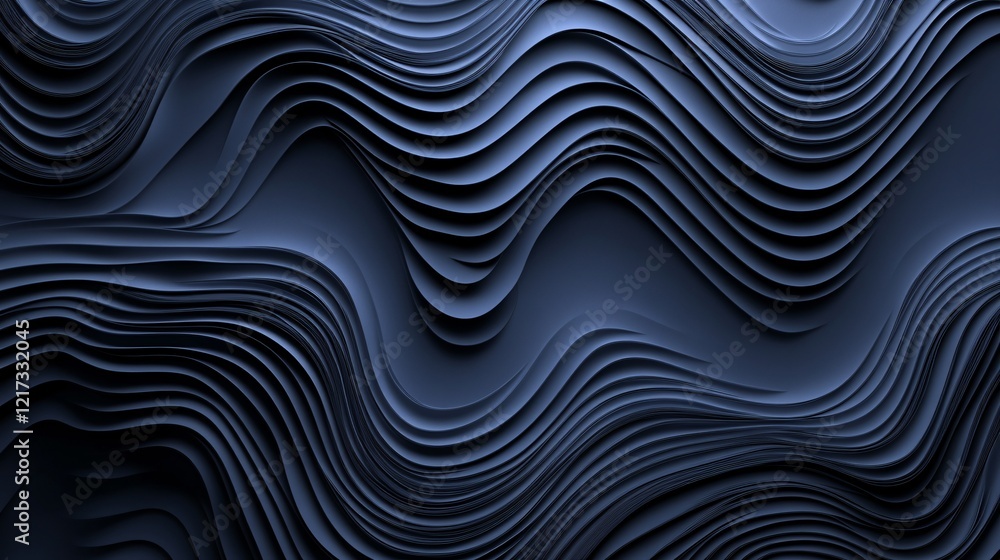 Fototapeta premium Abstract wave pattern in deep blue tones creating a dynamic and modern visual texture.