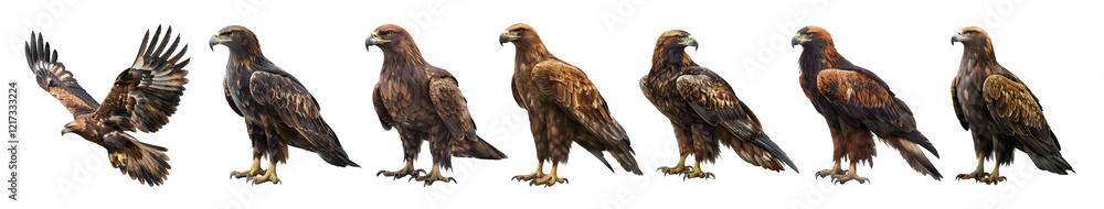 3D Rendering Pack of a Golden eagle on Transparent Background 3D Rendering Pack of a Golden eagle on Transparent Background