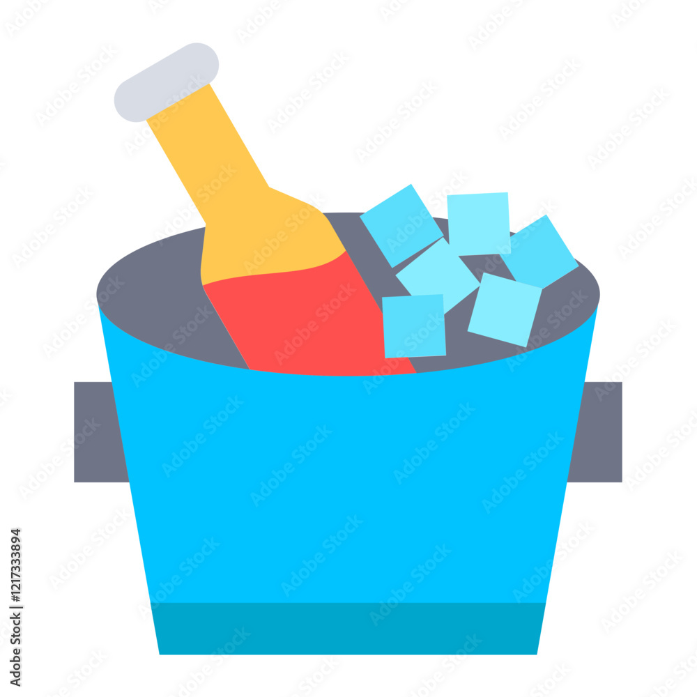 Wine Bottle in Ice Icon Style