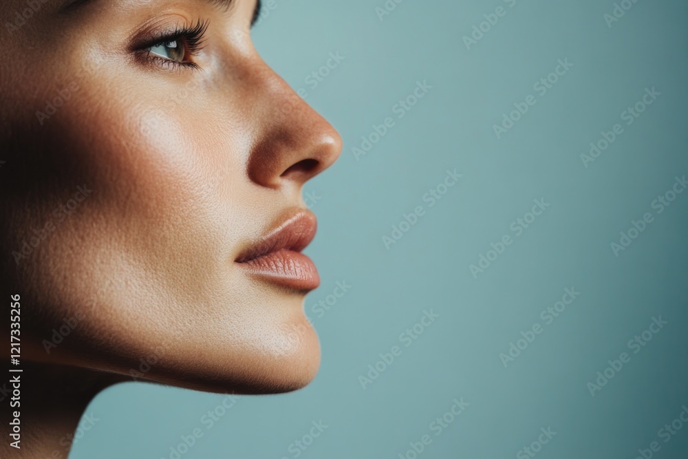 close-up portrait of person profile their expression serene as they look into distance close-up portrait of person profile their expression serene as they look into distance