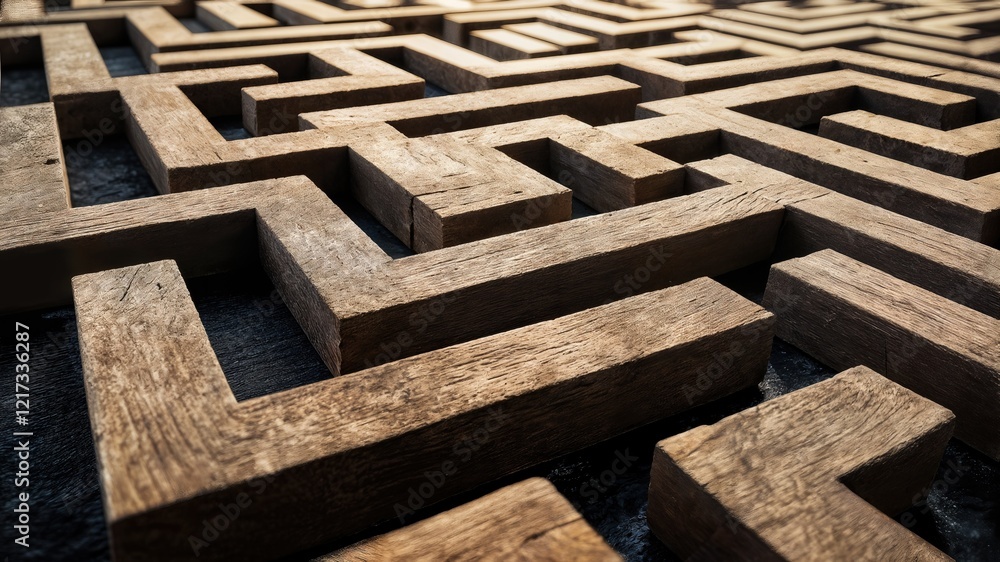 Wooden Maze Pattern with Deep Shadows Wooden Maze Pattern with Deep Shadows