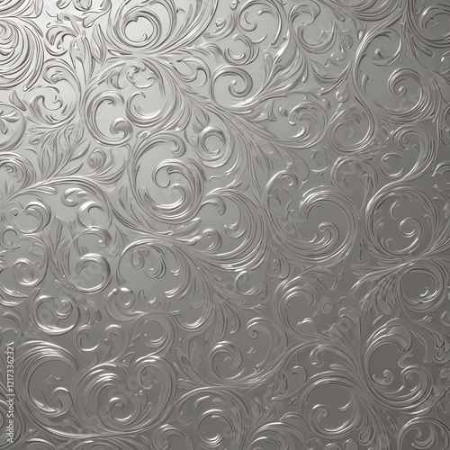 Engraved platinum background with abstract swirls 
