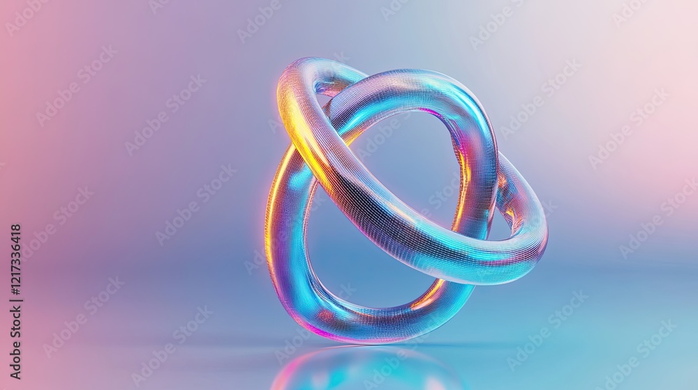 floating 3d-rendered möbius loop infused with holographic textures casting subtle glow intricate reflections copy space floating 3d-rendered möbius loop infused with holographic textures casting subtle glow intricate reflections copy space