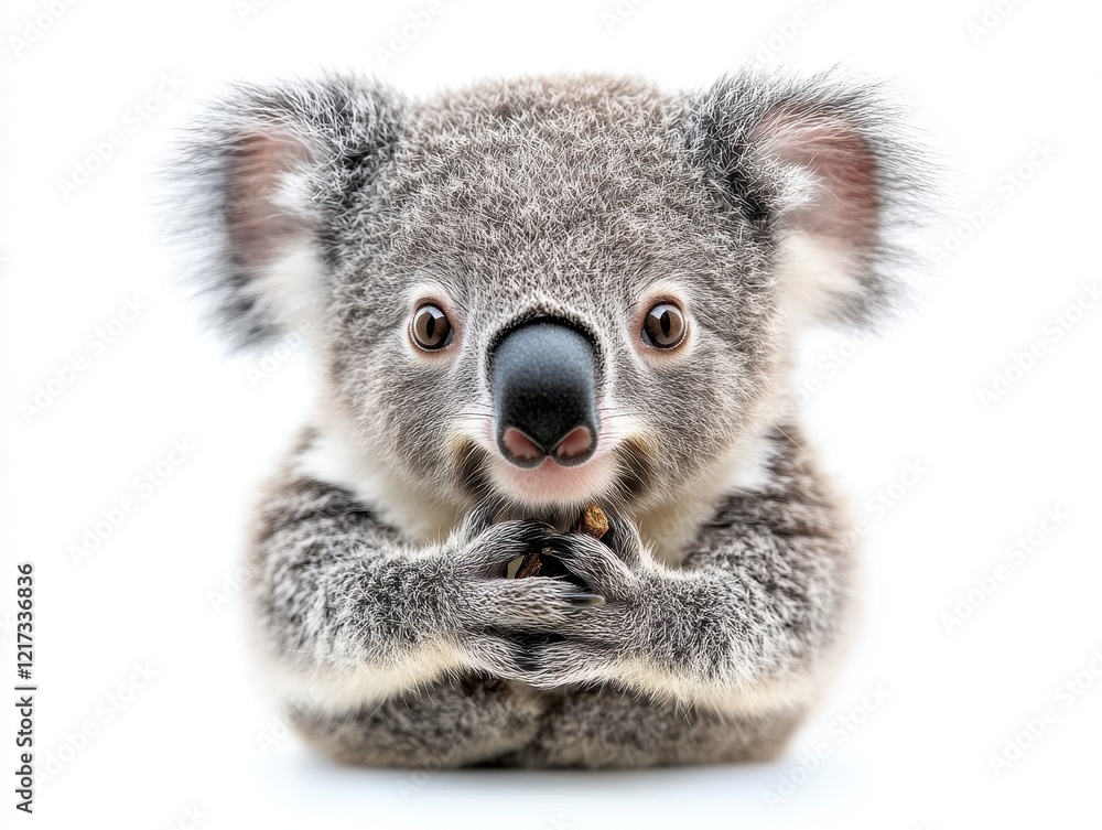 Fototapeta premium A cute koala holding something in its paws, showcasing its adorable features.