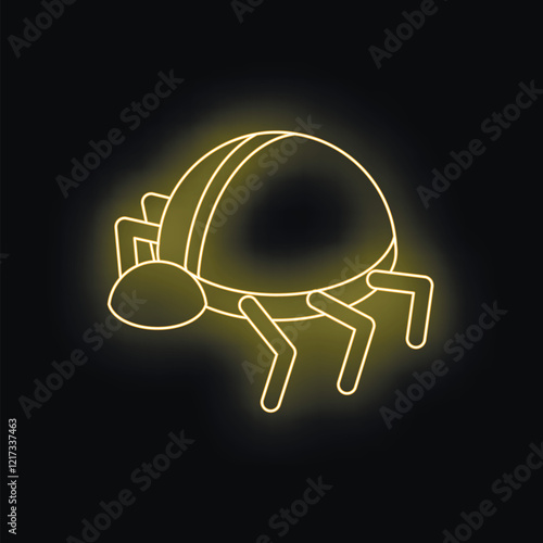 Bright neon yellow bug crawling on a black background, creating a striking contrast