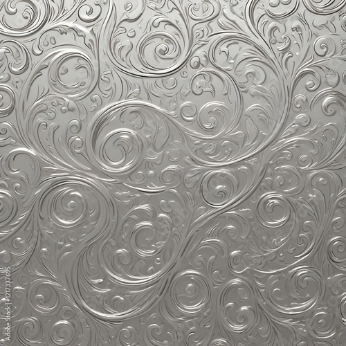 Engraved platinum background with abstract swirls 