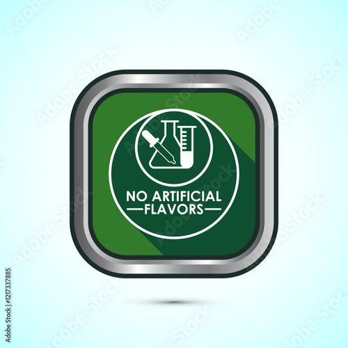 No artificial flavor icon design illustration, Artificial flavor free symbol, Natural product, Green shadow button design