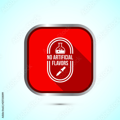 No artificial flavor icon design illustration, Artificial flavor free symbol, Natural product, Red shadow button design