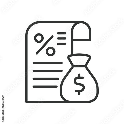 Income tax, icon in line design. Income, tax, finance, taxation, payment, government, return on white background vector. Income tax editable stroke icon