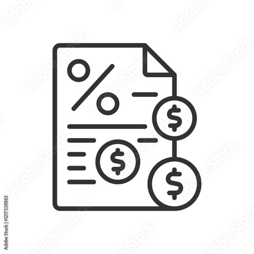 Debt, icon in line design. Debt, finance, liability, payment, loan, obligation, credit on white background vector. Debt editable stroke icon