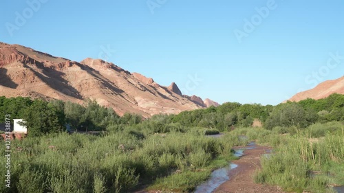 atlas mountains landscape in morocco with river