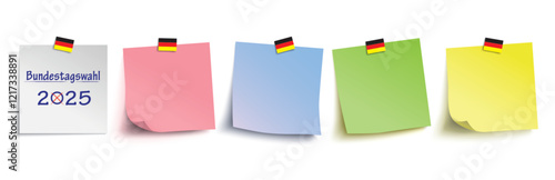 Bunte Klebezettel Bundestagswahl 2025