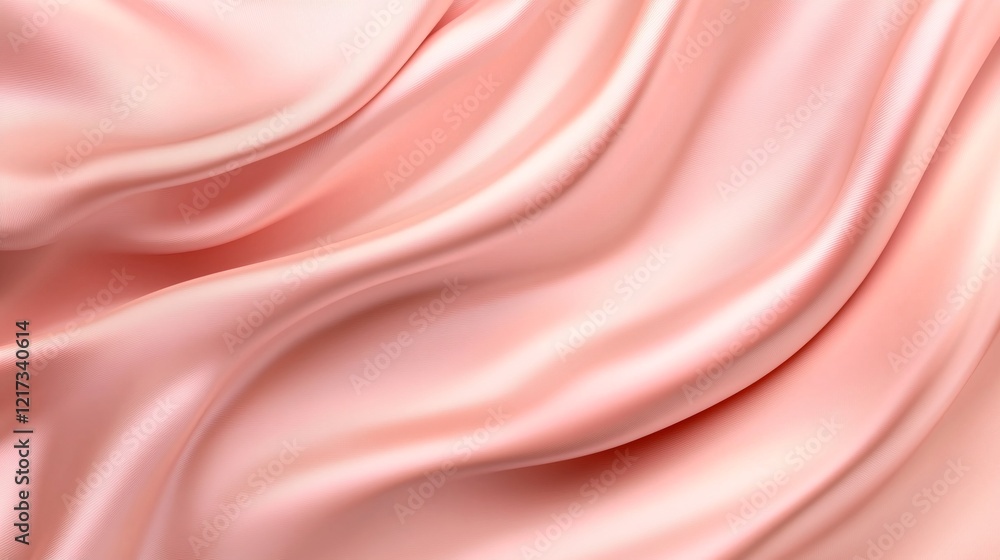 Obraz premium Elegant flowing pink satin fabric with soft curves and delicate textures.