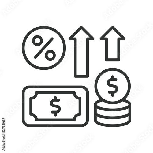 Inflation, icon in line design. Inflation, economy, price increase, cost of living, financial crisis, economic growth, purchasing power on white background vector. Inflation editable stroke icon