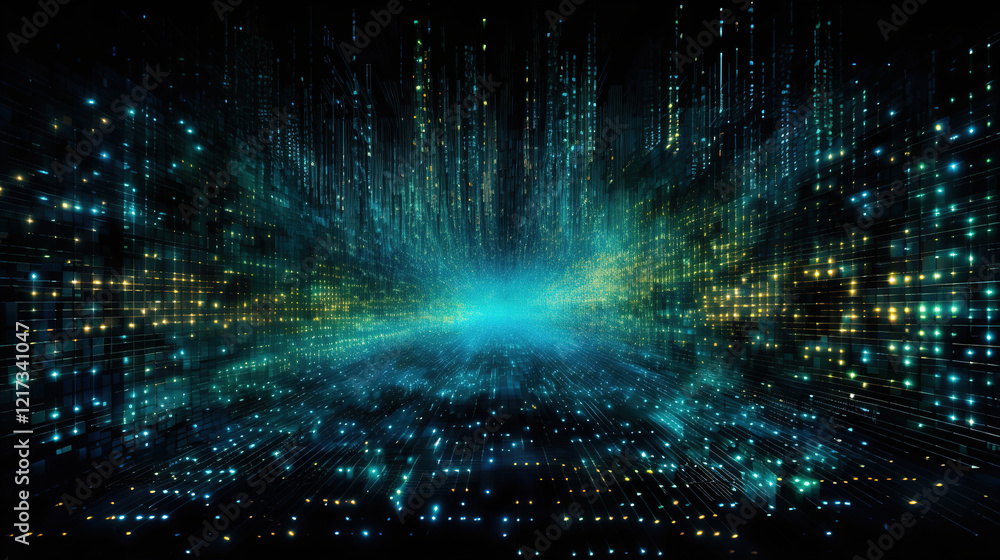 Naklejka premium Digital Futuristic Technology Landscape