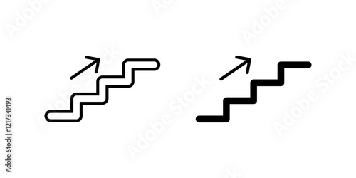 stairs Icon set. Symbol isolated white background. vector illustration. color editable.