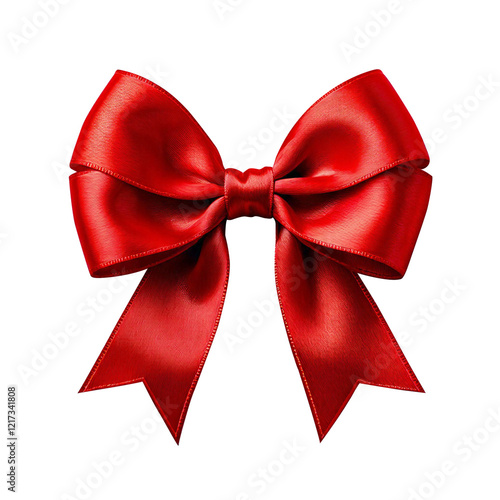 Red bow or red ribbon isolated on transparent background. PNG