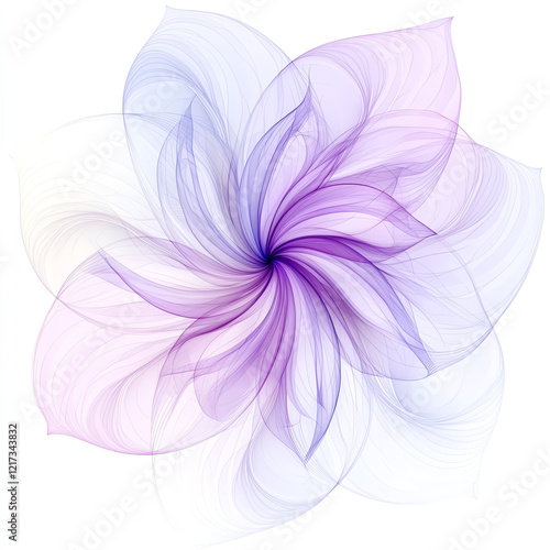 A delicate digital art piece featuring soft purple flowing petals that create an ethereal floral design. photo