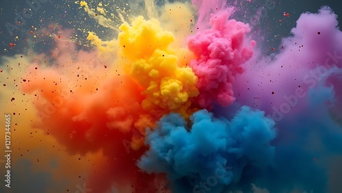 Vibrant Color Explosion: Abstract Art with Orange, Pink, Blue, and Yellow 4k wallpaper colorful design background.