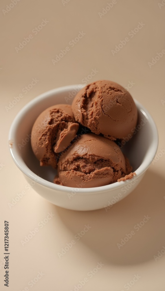 Creamy white bowl filled with rich chocolate ice cream, desserts, dessert, ice cream Creamy white bowl filled with rich chocolate ice cream, desserts, dessert, ice cream
