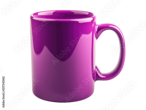 Bright Purple Ceramic Coffee Mug on White Background