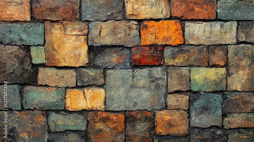 Obraz premium Multicolored Stone Wall Texture: A Rustic and Textured Background