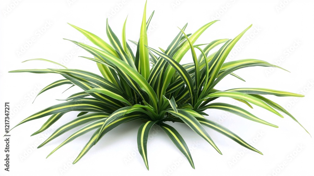 Obraz premium Lush green artificial plant with vibrant striped leaves, perfect for home decor.