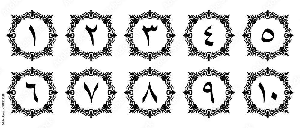 Luxury Arabic Numerals with Ornamental Design Isolated on White Background. Premium Editable and Scalable Vector Illustration for Elegant Backgrounds, Covers, and Page Decor Luxury Arabic Numerals with Ornamental Design Isolated on White Background. Premium Editable and Scalable Vector Illustration for Elegant Backgrounds, Covers, and Page Decor