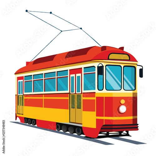 tram isolated on white background