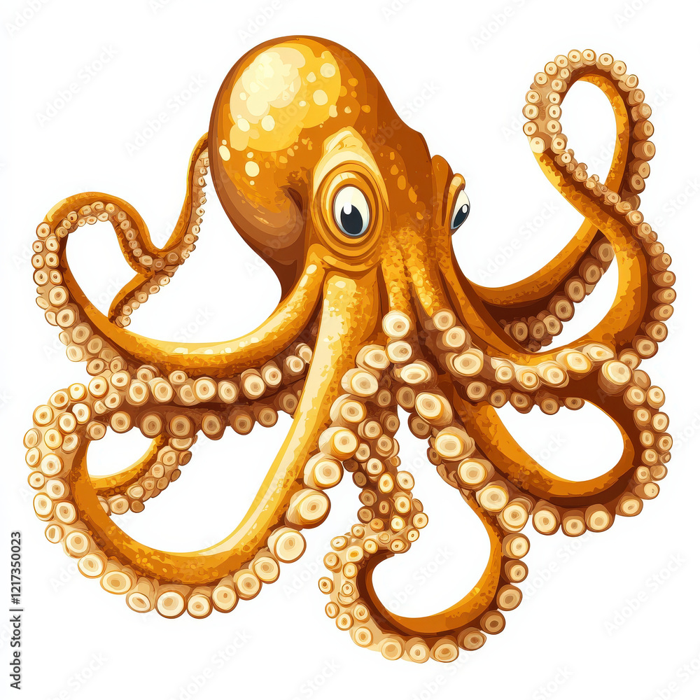 Fototapeta premium Golden Octopus: Eight Arms, Ocean Dweller.