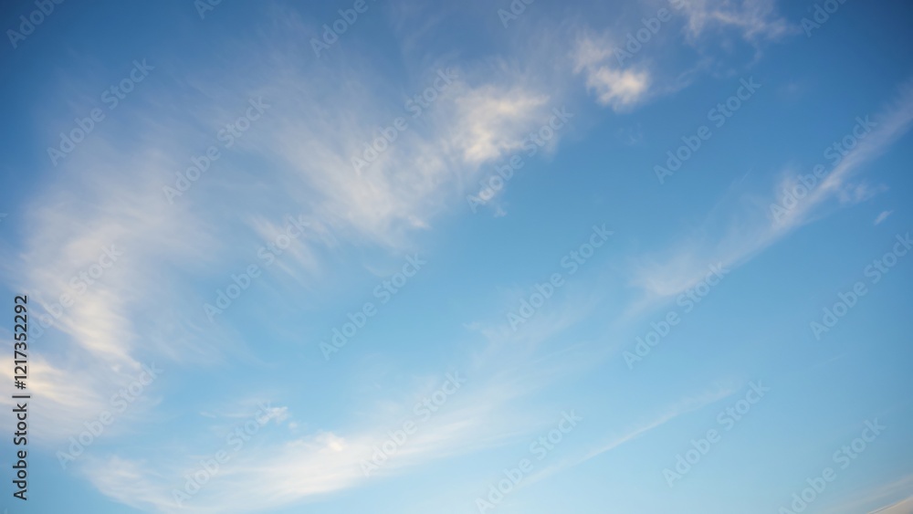 Serene Blue Sky with Wispy Clouds - Peaceful Nature Background Serene Blue Sky with Wispy Clouds - Peaceful Nature Background