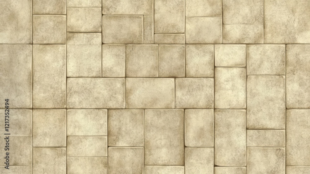 Fototapeta premium Beige Stone Wall Texture: A Seamless Pattern of Irregularly Shaped Tiles