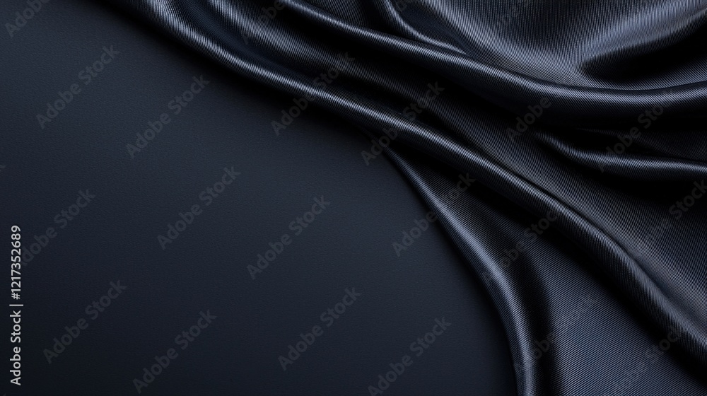 Obraz premium Black silk fabric texture background with molded carbon fiber pattern design for textile and automotive use