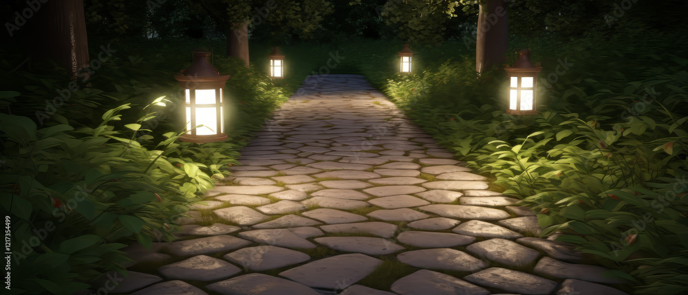 Obraz premium modern outdoor furniture, polished floors, and soft lighting