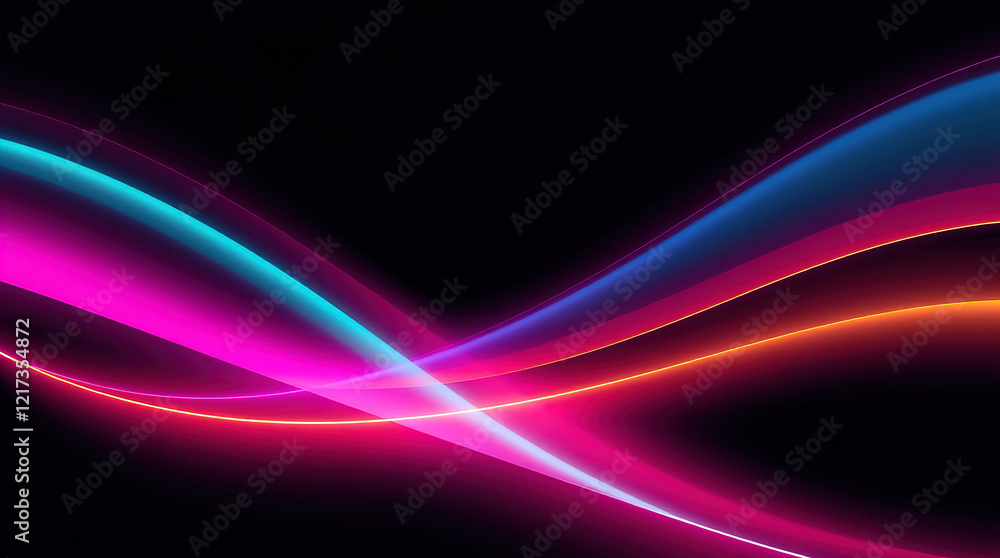 Abstract digital illustration, glowing bioluminescent lines, dark background, vibrant colors, dynamic composition, sense of movement and energy Abstract digital illustration, glowing bioluminescent lines, dark background, vibrant colors, dynamic composition, sense of movement and energy