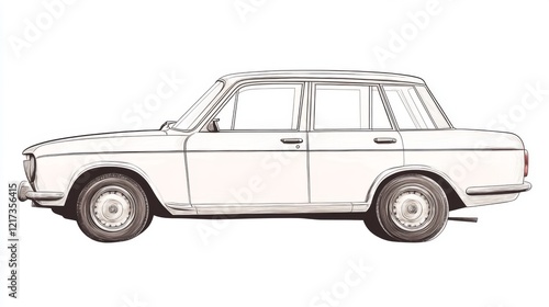 Wallpaper Mural Classic car illustration showcasing a side view with minimalistic design and white background Torontodigital.ca