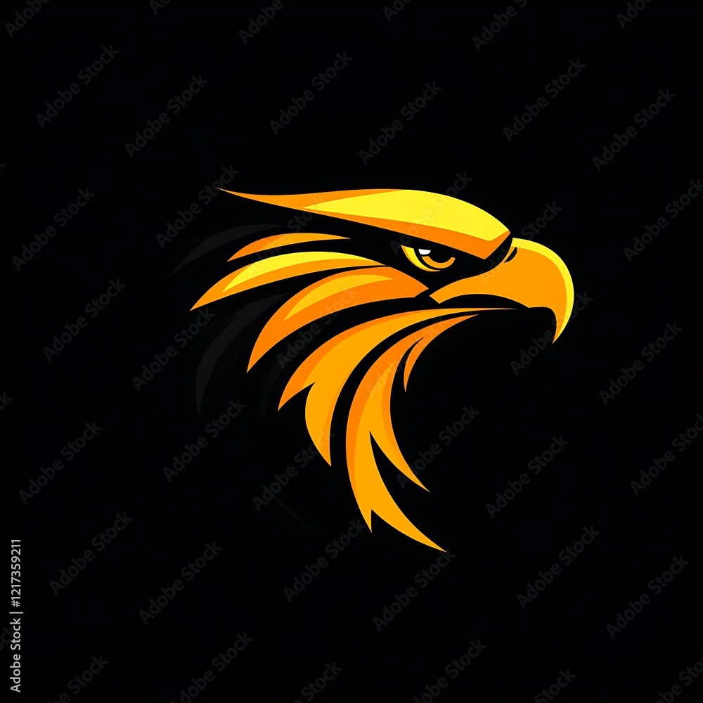 Naklejka premium Luminous eagle design highlighting metallic wings against a dark background