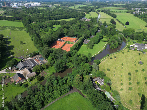 Aerial view of the green area of Oud Amelisweerd in Utrecht, The Netherlands photo