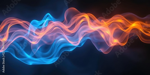 Glowing wisps of blue and orange emanate from a mysterious source, filling the air with an otherworldly glow, glow, orange
