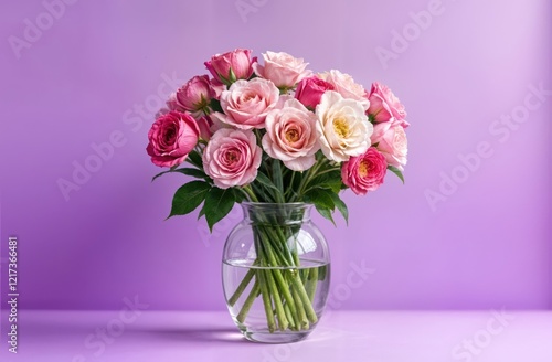 Wallpaper Mural A Beautiful and Elegant Pink Roses Bouquet Displayed Perfectly in a Clear Elegant Vase Torontodigital.ca