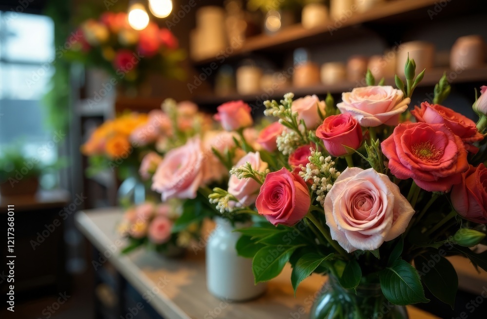 Obraz premium bouquet of flowers in a flower shop , flower business