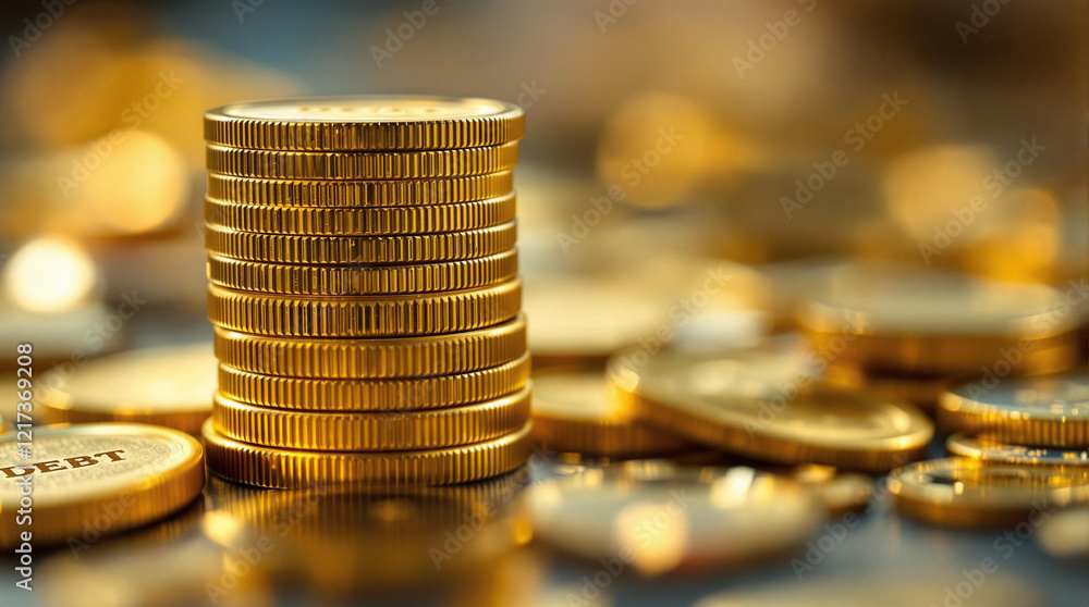 a stack of coins with a blurred background, giving a sense of depth and focus on the coins. The coins appear to be made of gold, and the stack is neatly arranged in a circular pattern. a stack of coins with a blurred background, giving a sense of depth and focus on the coins. The coins appear to be made of gold, and the stack is neatly arranged in a circular pattern.