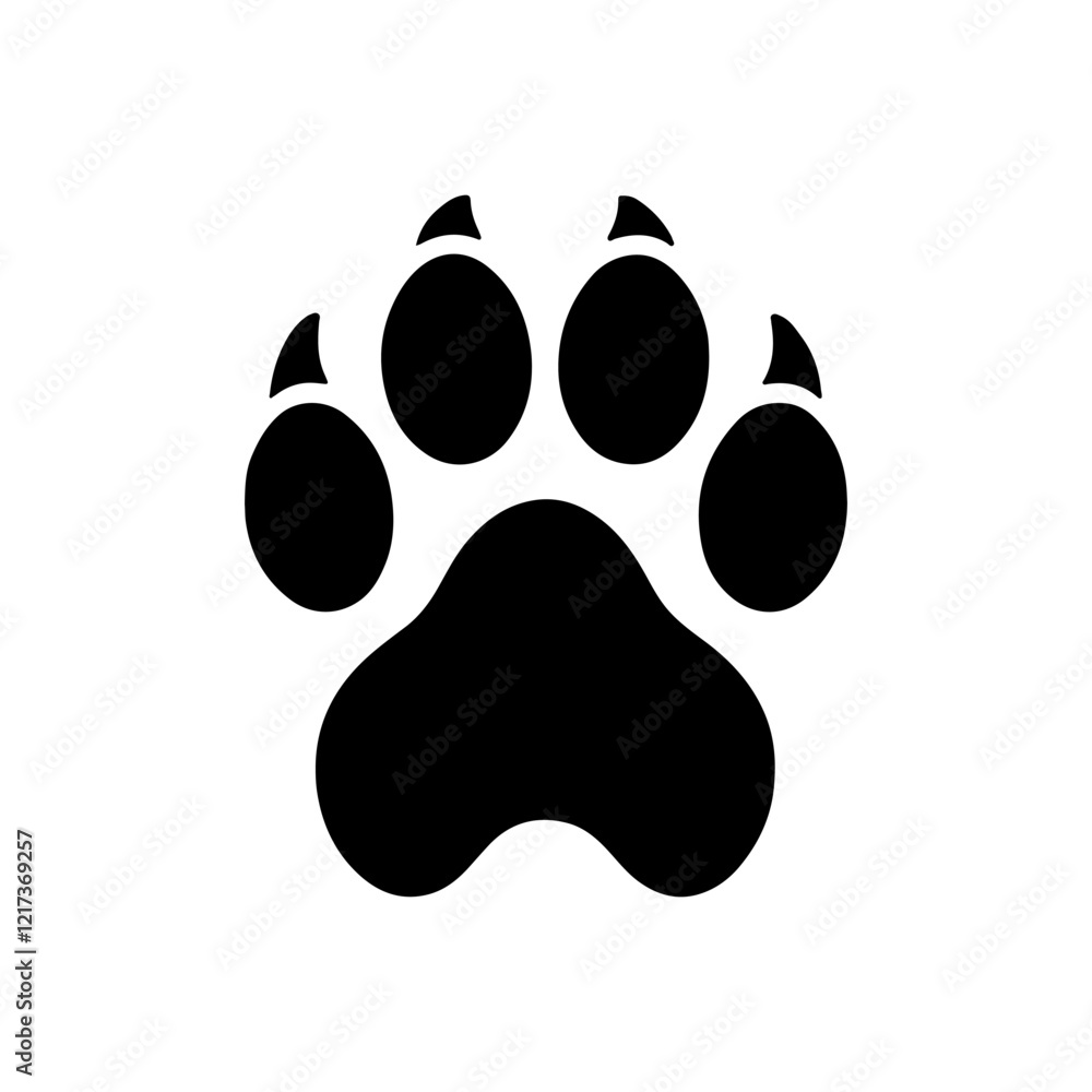 Cougar paw print silhouette icon vector illustration design on white background. Cougar paw print silhouette icon vector illustration design on white background.