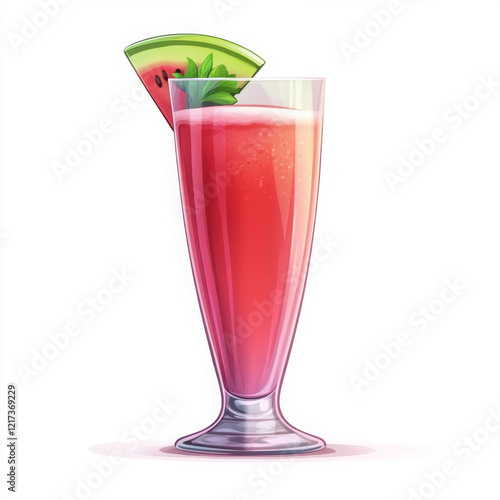 Wallpaper Mural Refreshing watermelon drink in tall glass with slice of fruit Torontodigital.ca