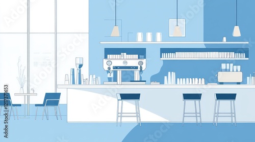 Modern cafe interior with coffee machine photo