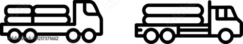 "Truck Transportation Wood Timber Line Icon for Logistics and Forestry"

