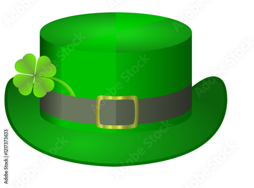 St Patricks day hat with clover isolated on the white background